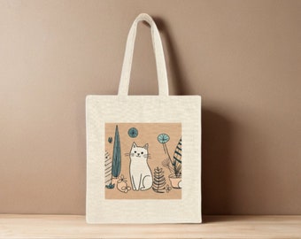 Aesthetic Vibes Tote Bag, Cat Tote Bag, Lovely Design
