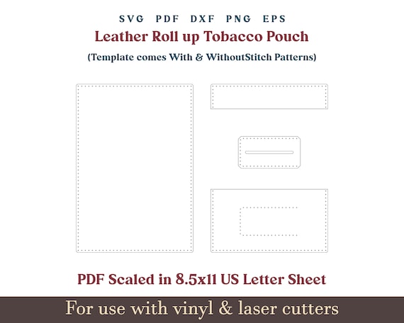 tobacco pouch pattern pdf Leather Tobacco Pouch SVG, Tobacco Case PDF Pattern, Leather Pouch Pattern  With Sewing Stiches, Glowforge Leather Laser Cutting File Svg