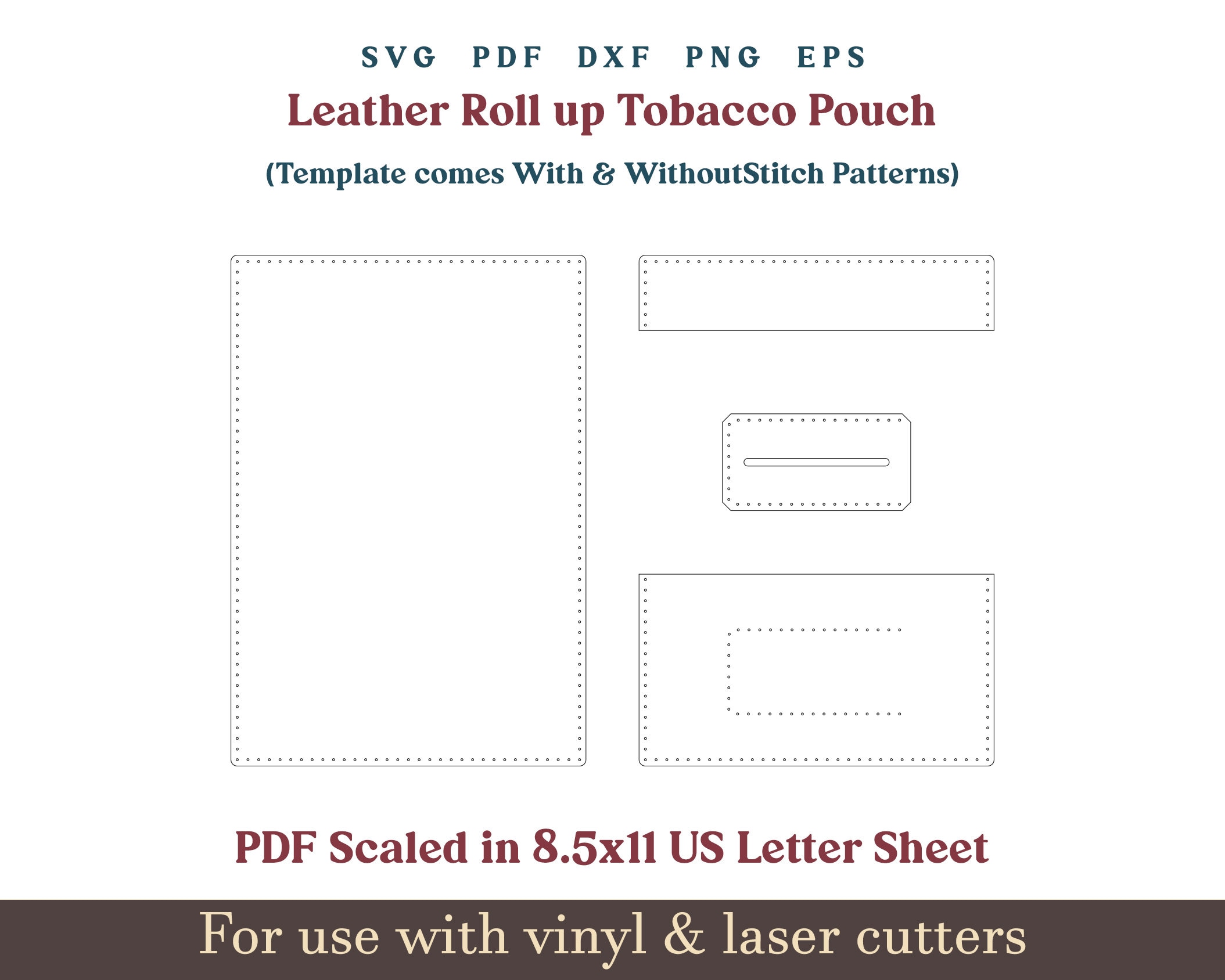 leather tobacco pouch template Leather Tobacco Pouch SVG, Tobacco Case PDF Pattern, Leather Pouch Pattern  With Sewing Stiches, Glowforge Leather Laser Cutting File Svg