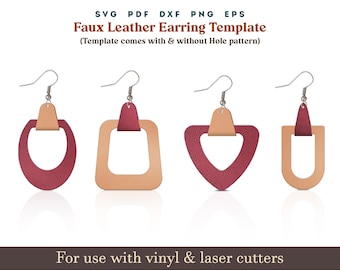 Leather Earrings Template svg, faux leather earring svg, Geometrical Earring, Cricut cut file, Silhouette cut file, Glowforge Earring Dxf