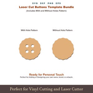 Buttons SVG Template for Laser Cutting, 9 Style Wooden Button Patterns, Sewing Craft Button SVG, Glowforge Cricut Cut File DXF Bundle