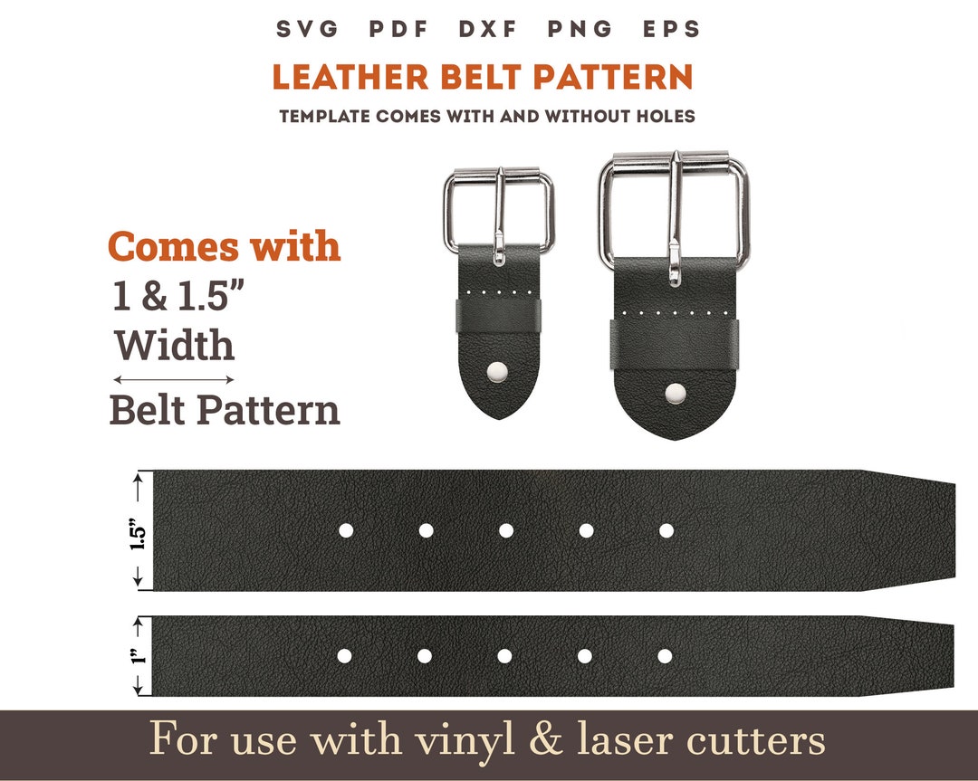 Leather Belt Svg PDF Pattern, 1 & 1.5 Belt End Template SVG Pattern ...