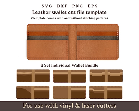 Leather laser cut wallets svg, 9 Pocket Bifold 6 set Wallet