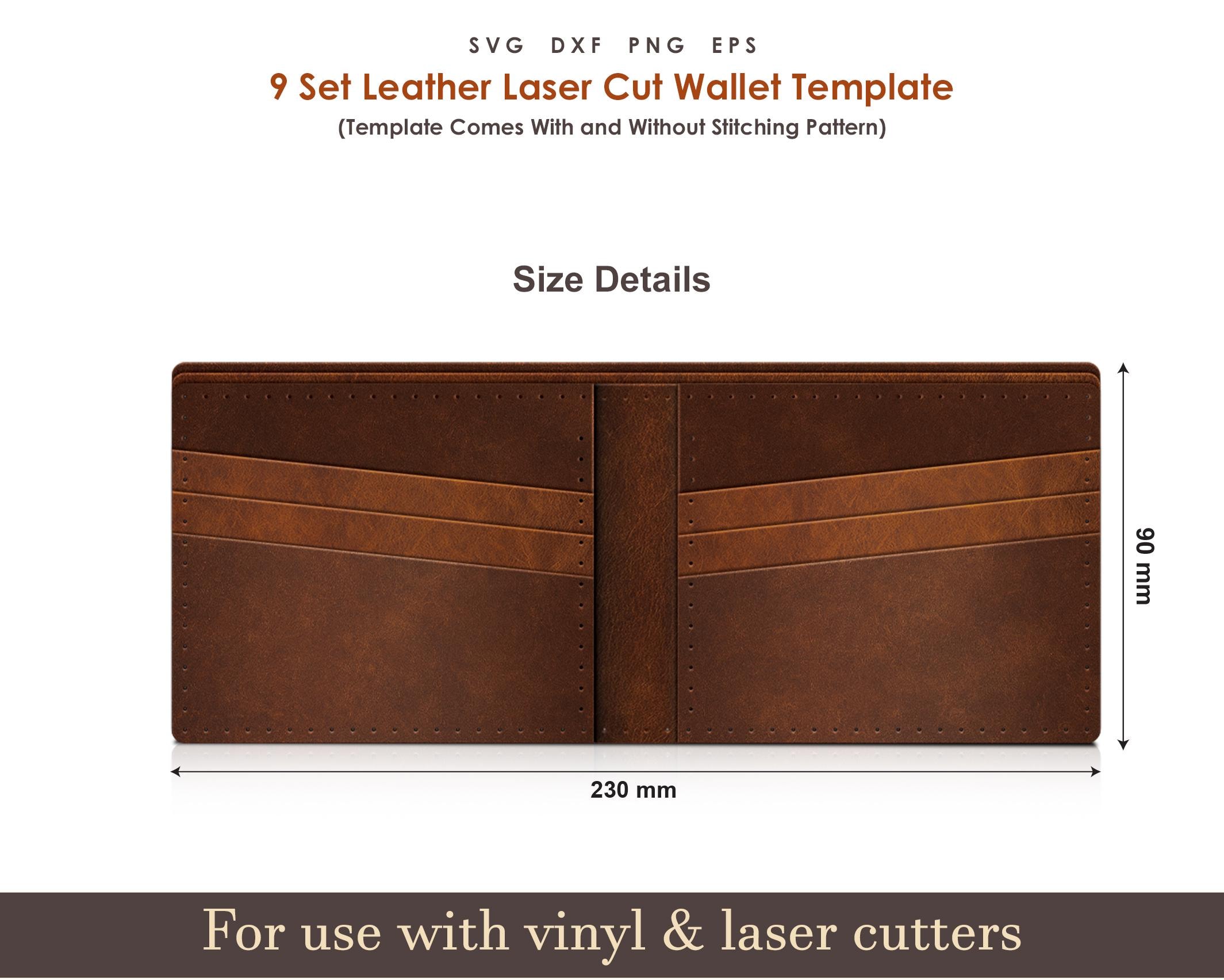 Leather Wallet SVG Templates, 9 Set Bi-fold Wallet Patterns With Sewing ...