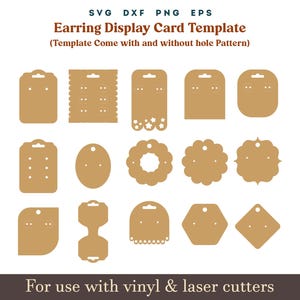 Earring display Card svg, 15 set Earring Card weergavesjabloon, Earring Holder Svg, Earring Card svg, Glowforge cricut lasergesneden bestand Svg