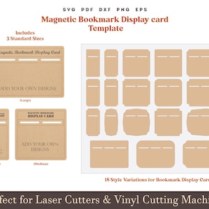 Exibição de marcador magnético SVG, modelo de porta-marcadores em PDF, presente para amantes de livros, embalagem de marcador faça você mesmo, arquivos de artesanato em couro sintético para Cricut