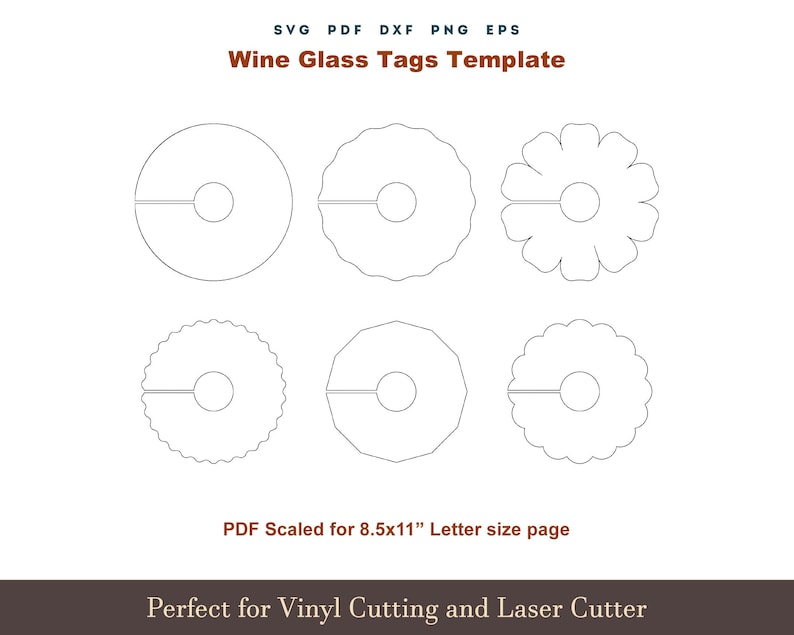 Wine Glass Tag Template SVG, Wine Glass Name Tag Svg, Bachelorette, Wedding Wine Glass Tag, Glass decor Svg, Cricut svg cut file Bundle
