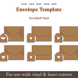 Enveloppe svg, modèle d'enveloppe de carte 5,5 x 4 po, enveloppe imprimable modèle numérique PDF, enveloppe Cricut fichier coupe Svg
