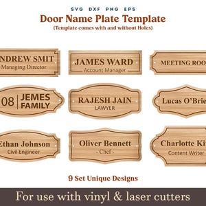 Door name Plate Svg Template, Wall name plate svg, Wooden acrylic House Name Board Shapes Dxf, cricut Glowforge Silhouette laser cut files