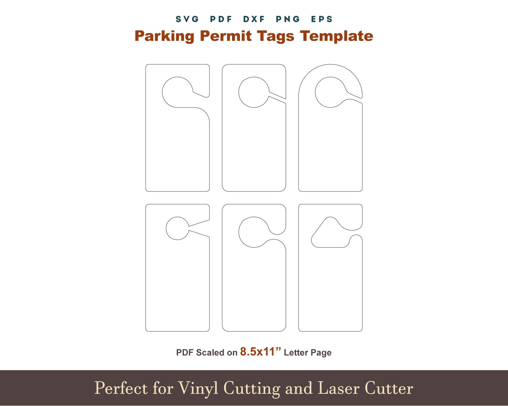 Parking Permit Tag Template Svg, 6 Set Blank Parking Permit Placards ...