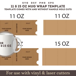 15oz Cricut Mug Template Digital Download 15oz Mug Full Wrap Template  8.75in by 4.25in Photoshop, Png, Jpeg, Svg, Dxf and PDF 