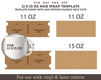 11oz 15oz Mug wrap template svg, mug wrap SVG, Cricut mug press mug wrap Template sublimation mug template cut file, Full Wrap mug Png Eps