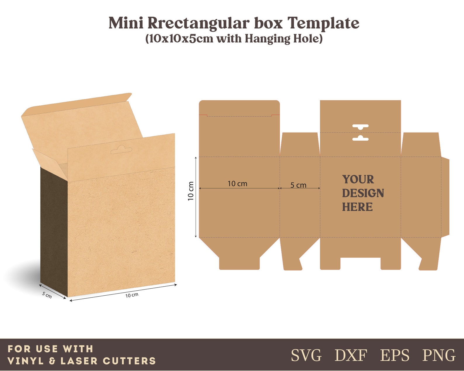 Mini Box Template Svg, 10 Cm Rectange Packaging Box SVG, Mini Hanging ...