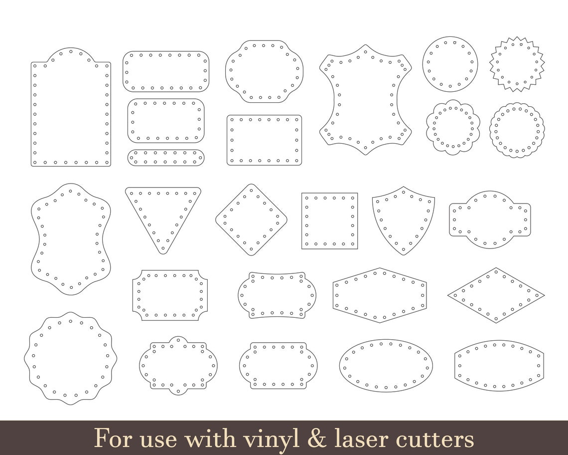 Leather Tags Cutting Template SVG Faux Leather Labels Etsy
