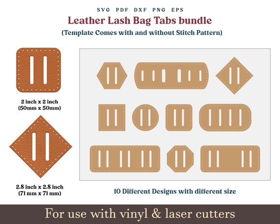 backpack lash points leather Lash Tab Template Svg, Leather Backpack Lash Tab Patch SVG PDF Pattern,  Leather Patch Svg, Cricut Glowforge Laser Dxf Svg Cut File Bundle