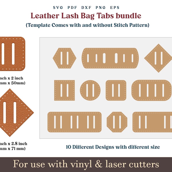 Leather Lash Tab SVG, PDF Leather Backpack Lash tabs, Bag Strap Clasp Cricut Glowforge Leather laser cutting file Bundle Svg Pdf Pattern