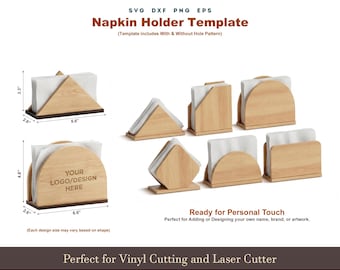 Laser Cut Napkin Holder SVG Template, Wooden Table Napkin Stand for Cricut Glowforge DXF