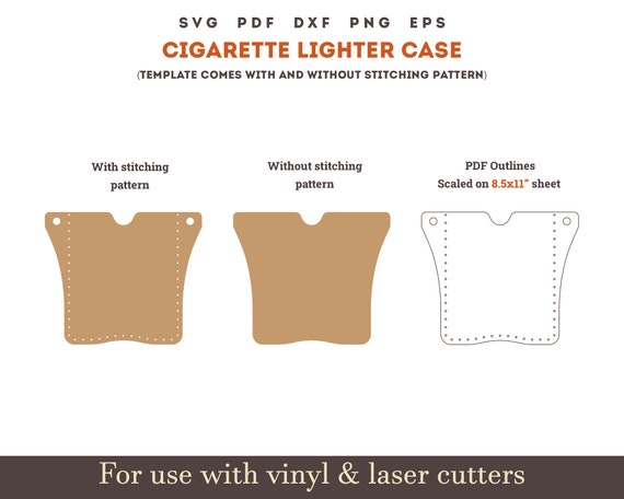 Cigarette Lighter Holder Case Svg Pdf, Leather Laser Cut Files Pattern, Leather  Lighter Holder Case Pattern With Sewing Stiche PDF on 8.5x11