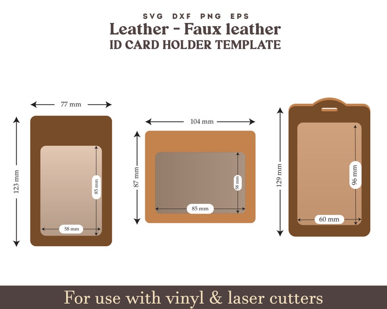 ID Card Cover SVG Leather Card Holder Template Faux Leather Etsy