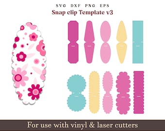 Hinged Snap Clip Template SVG, hair clip svg, Snapclip svg, Bow Template, Bow SVG, Clippie Cover, Hair Clip Svg files for Cricut Cut Files