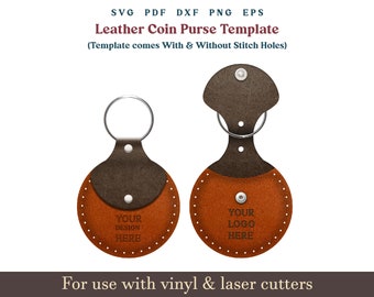 Modèle SVG de porte-monnaie minimaliste en cuir, motif laser et PDF, modèle de mini pochette pour pièce de monnaie, Glowforge, fichiers de découpe laser simili cuir