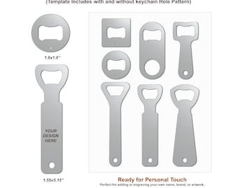 Flesopener Svg lasergesneden sjabloon, klassieke flesopener DXF, opener sleutelhanger Svg, bierflesopener SVG, metalen lasergesneden bestandsbundel