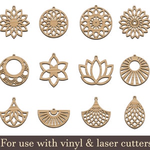 Pendientes de madera SVG, plantillas de pendientes Glowforge SVG, plantillas de pendientes de lágrima cortadas con láser para mujeres, colgantes de joyería SVG, DXF, EPS