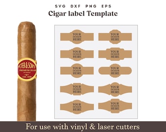 Cigar label SVG Template, 10 Set cigar wrapper stickers PNG on 8.5x11 sheet, Cigrar svg, cigar wrap png, Printable wrap stickers bundle