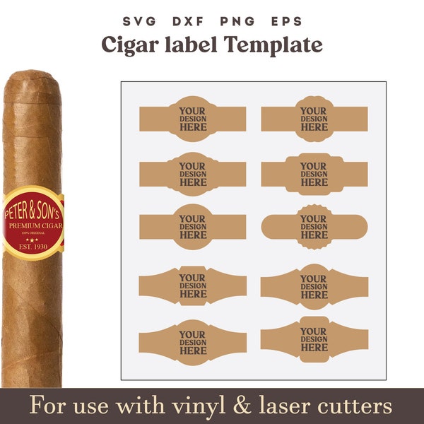 Cigar Wrapper Template svg, 10 set cigar label template svg png on 8.5x11 sheet, Cigrar svg, cigar wrap png,  Printable wrap stickers bundle