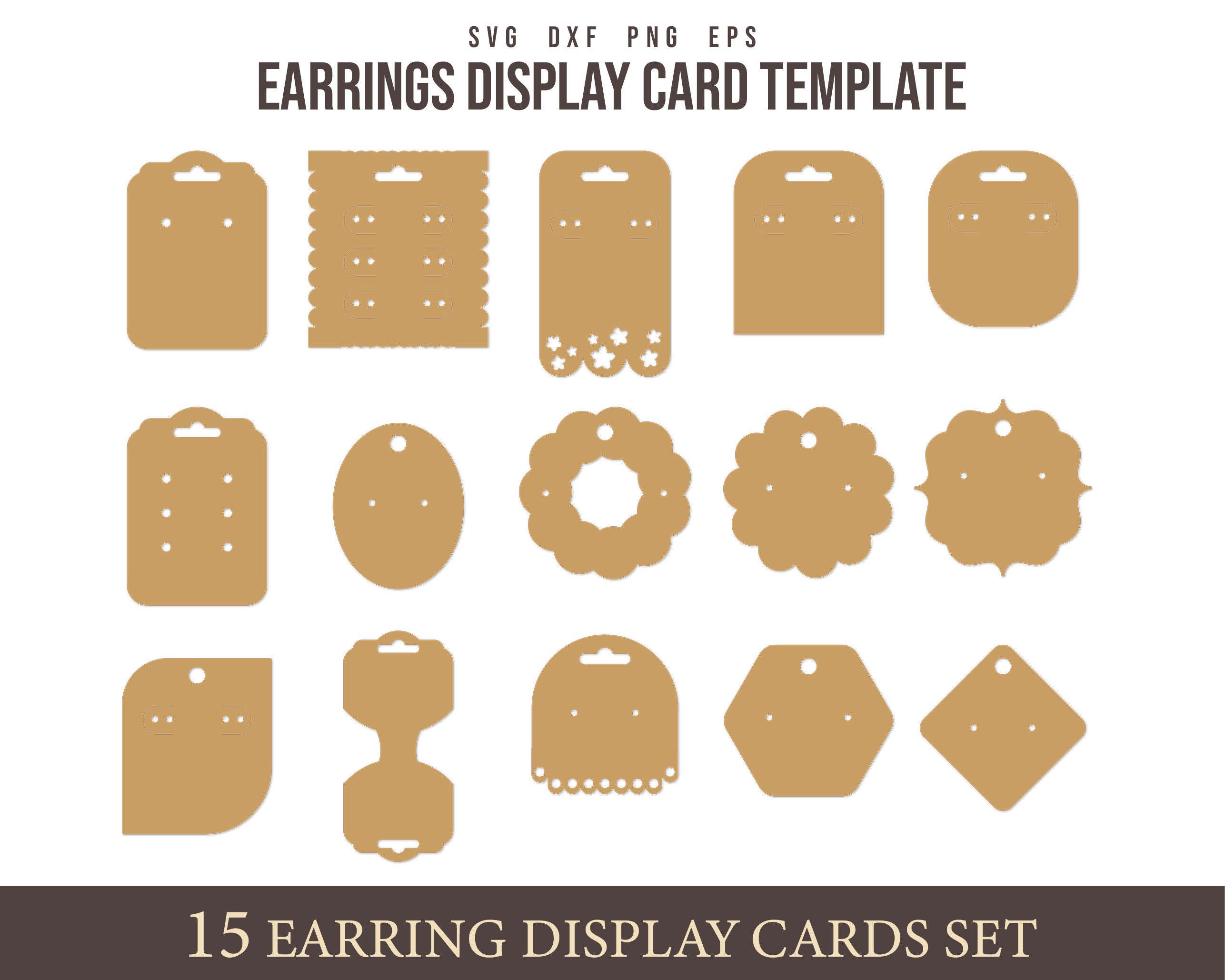 Paper Cut Earring Display Cards Template. Jewelry Holder SVG
