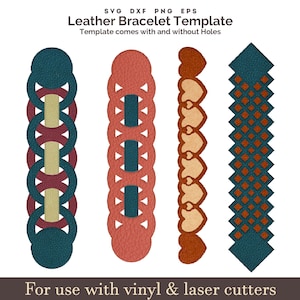 Leather Bracelet cutting Template SVG, Leather Bracelet Svg files, celtic Bracelet Svg, Glowforge Leather laser cutting file Bundle SVG, DXF