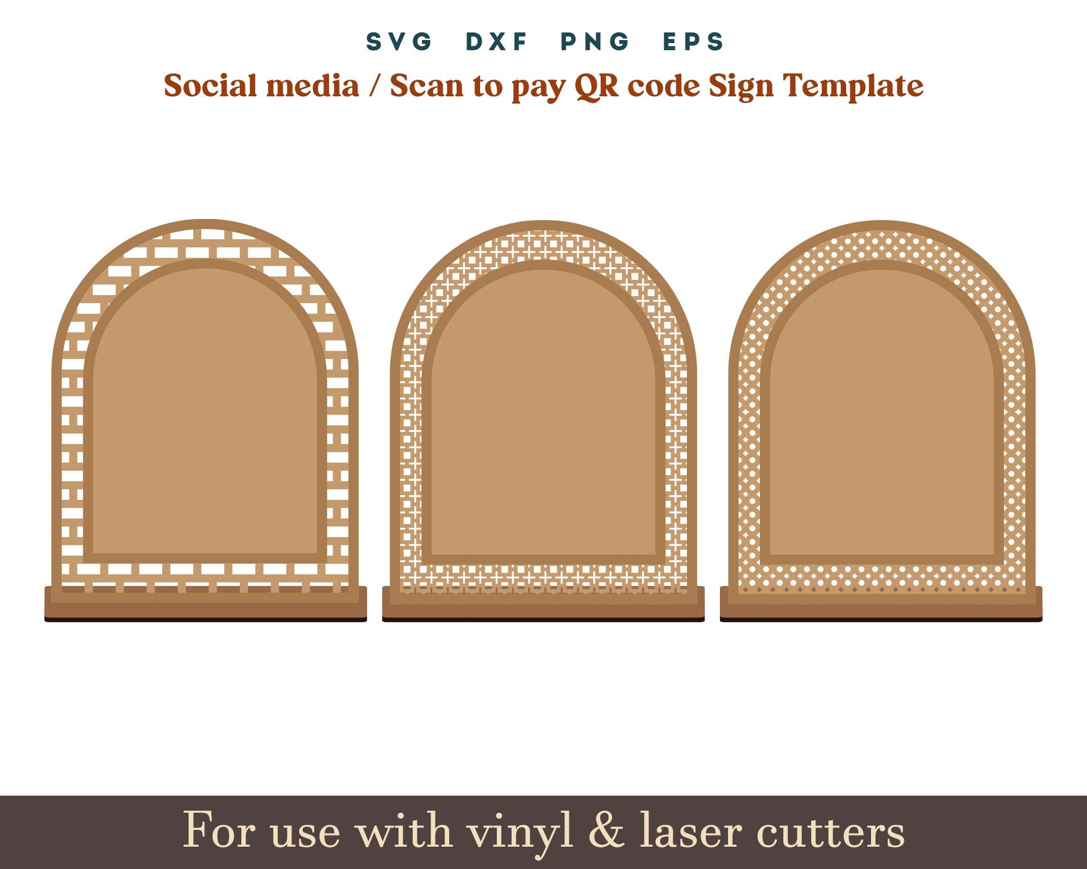 Qr Code Sign Svg, Scan to Pay Social Media Sign Template, 9 Set Acrylic ...