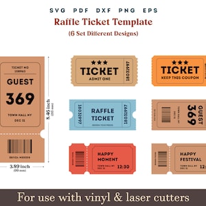 Loterijticket svg, loterijticket PNG PDF-sjabloon, retro ticket SVG png-clipart, couponticket blanco gesneden bestand voor cricut, concertticket svg