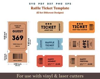 Raffle Ticket svg, Raffle Ticket PNG PDF Template, Retro ticket SVG png Clipart, Coupon Ticket blank cut file for cricut, Concert ticket svg