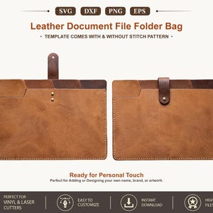 Leather Document Folder SVG Template, A4 File Organizer Bag Pattern, Leather Portfolio Cover, Cricut Glowforge Leather Laser Cut File DXF