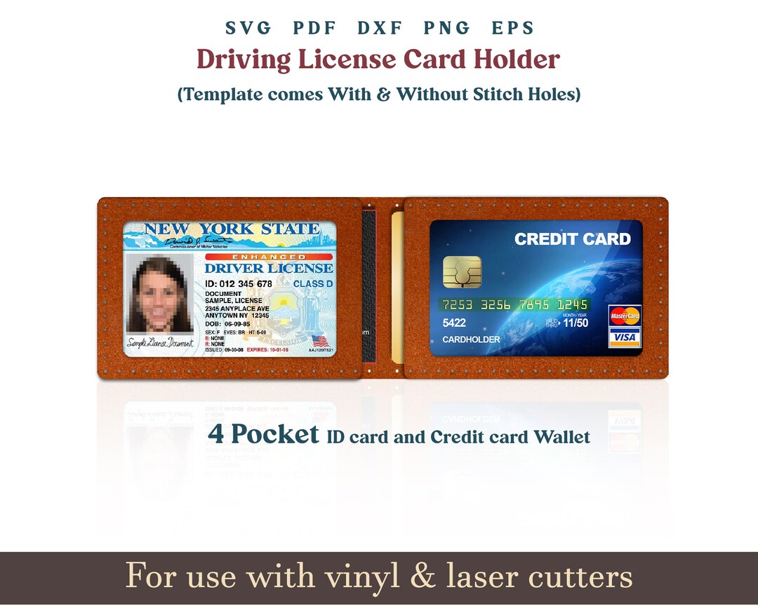 ID Card Card Holder Wallet Cut File Svg, PDF Pattern, Pocket Leather Card Holder Pattern With
