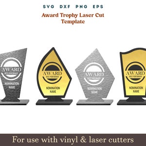 Trofeo premio SVG, modello trofeo tagliato al laser, file di taglio SVG per targa premio, trofeo acrilico SVG, premi trofeo in legno SVG, file di taglio SVG Glowforge