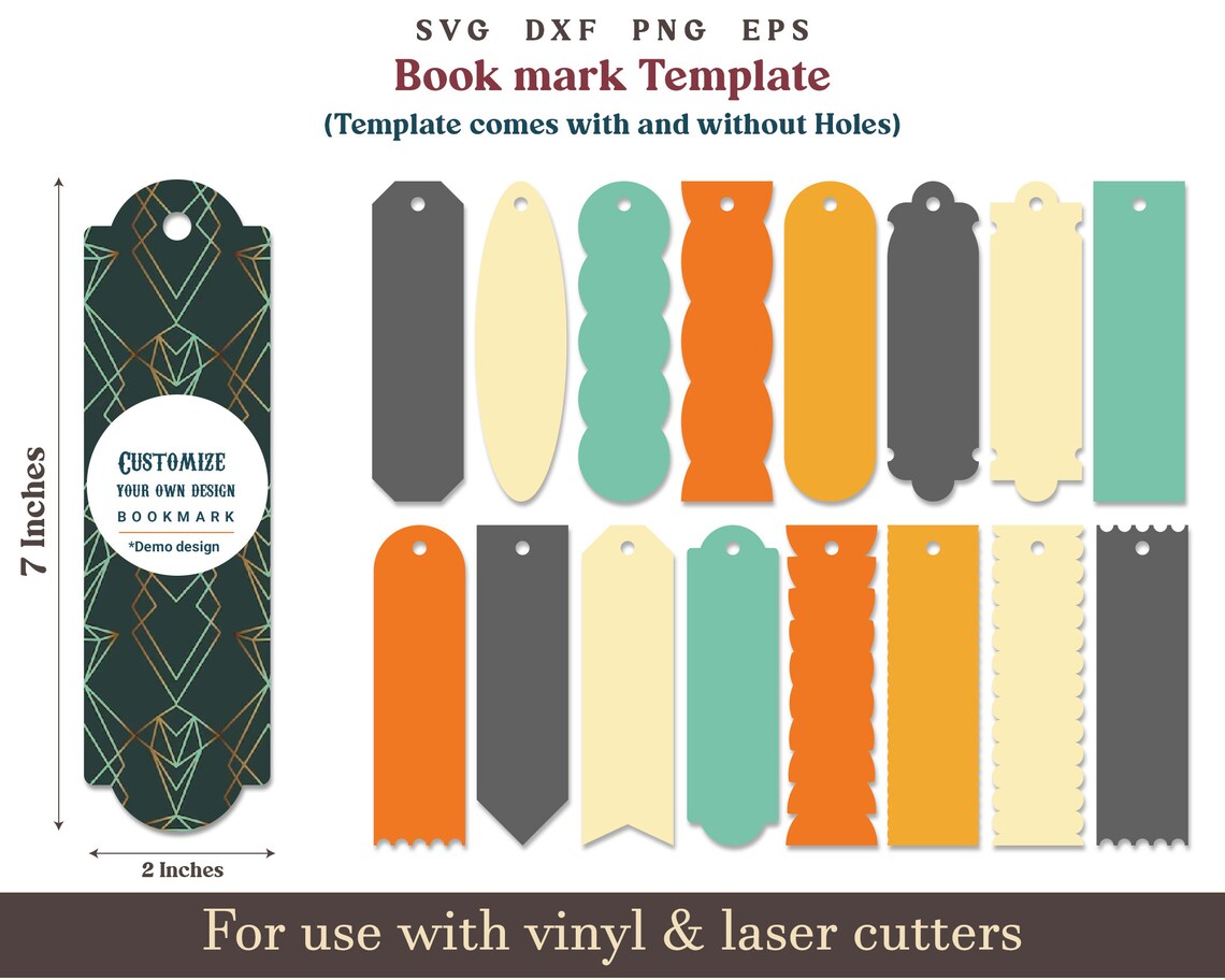 Bookmarks Template Svg, Bookmark Card Svg, 16 Set Leather Bookmark Svg ...