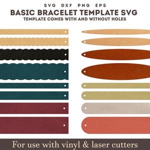 Basic Leather Bracelet Template SVG, Bracelet SVG, Bracelet Template Svg, Cuff Bracelet, Glowforge Leather laser cutting file Bundle svg dxf