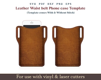 Leather Waist Belt Phone case Svg Template, Phone Bag Holster PDF SVG, Belt Loop Cellphone case Bag svg, Glowforge laser cut file Bundle svg
