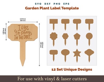 Garden Pick SVG Template, Plant Stakes, Plant labels SVG, Garden Markers, Plant name tags, Vegetable stakes, Glowfroge Cricut Laser cut file