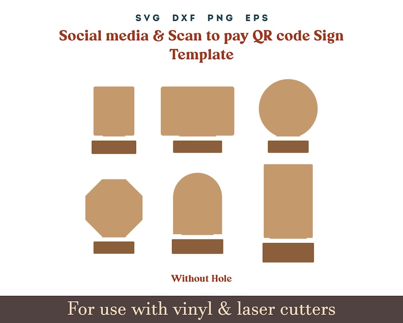 Scan to Pay Sign SVG, Social media QR Code Sign Template, Acrylic wooden Display Stand Sign Template Glowforge SVG Dxf Laser cut Files