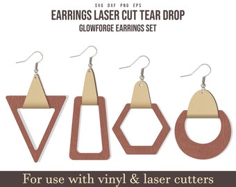 Boucles d’oreilles découpées au laser Modèle svg, Boucle d’oreille géométrique SVG, Faux cuir svg, Fichier de coupe Cricut, Fichier de coupe de silhouette, Modèle de boucle d’oreille Glowforge