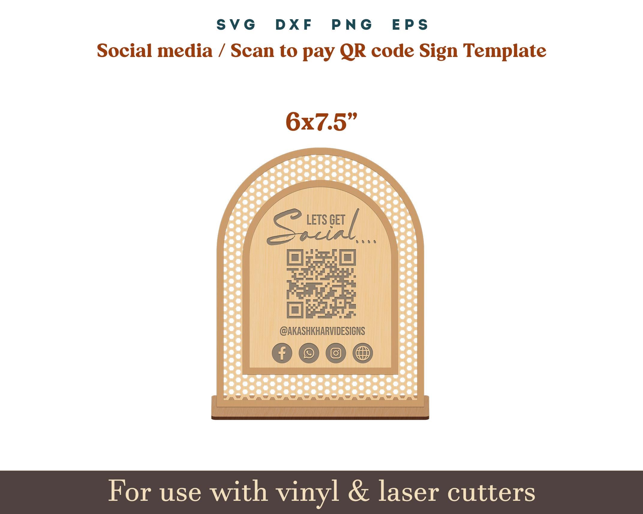 Qr Code Sign Svg, Scan to Pay Social Media Sign Template, 9 Set Acrylic ...