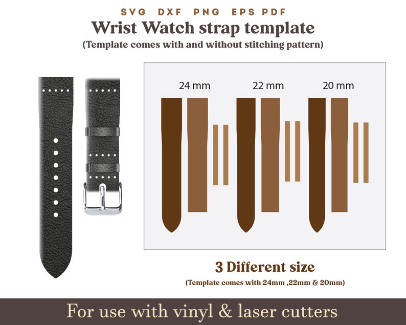 Leather Watch Strap Template Svg 20 22 24 Mm Wrist Watch - Etsy