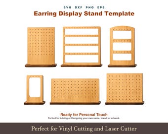 Paquete de archivos SVG para soporte de exhibición de pendientes, organizador de joyería, archivo de corte láser para ferias de artesanía, expositor de madera y acrílico DXF SVG Glowforge Cricut