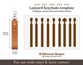 leather keychain svg Template, Customize lanyard keychain SVG PDF Pattern, Cricut Glowforge Leather laser cut file Bundle on 8.5x11 sheet
