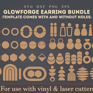 Earrings Cutfile SVG, DXF is a vector file of earrings templates that can be used with the Glowforge, cricut,Silhouette and more.. These templates are perfect for creating cutting laser cut pendants out of leather, wood, or other materials