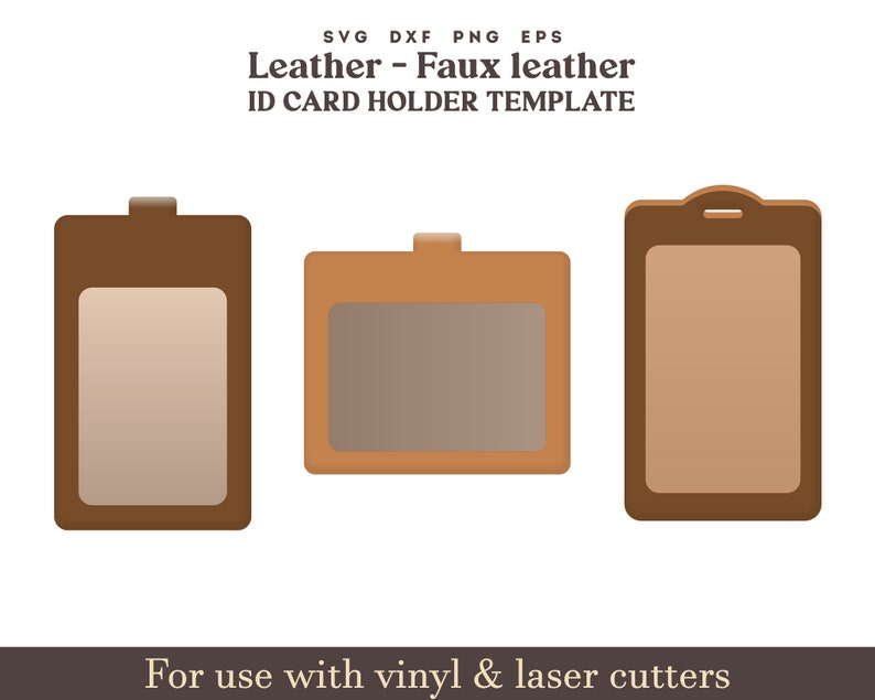 ID Card Cover SVG Leather Card Holder Template Faux Leather Etsy