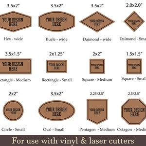 lederen patch svg, 12 set lederen hoed patches svg, lederen vorm svg, met naaisteken, Glowforge leer lasersnijden bestand bundel SVG